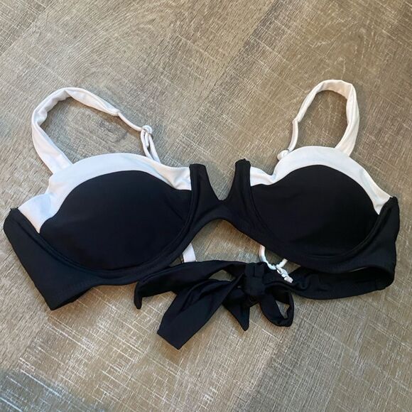 JIMMI SWIM NWT Tuxedo Bikini Set Swim Suit Size L Black White Demi Padded Cheeky - Picture 6 of 16